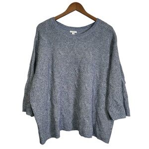 J. Jill Women’s XL Sky Blue Cable Knit Quarter Drop Sleeve Sweater